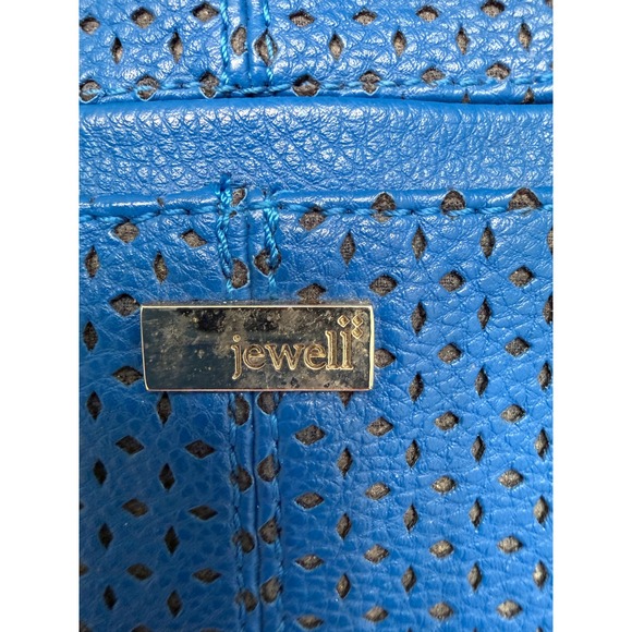 Jewell Royal Blue Perforated Faux Leather Tote Bag Shoulder Bag - Picture 5 of 5